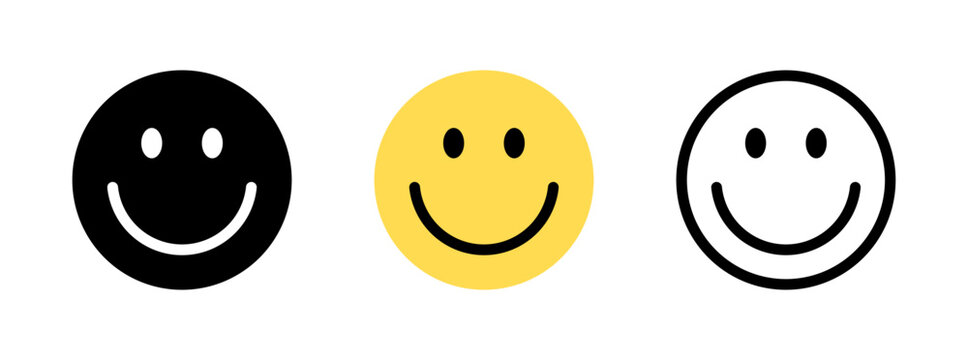 Smile face icon set - Simple emoticon symbols