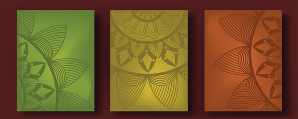 Mandala book cover, invitation. vector illustration for brochure, leaflet, flyer, catalog, magazine, or annual report. gradient layout