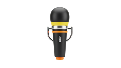 Modern microphone with black and yellow design on transparent background