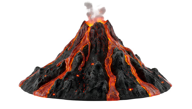Miniature Erupting Volcano Model Toy with Flowing Lava - Science Education Prop on white background