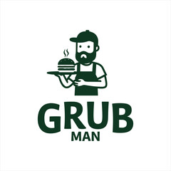 Grub Man Burger Mascot Logo