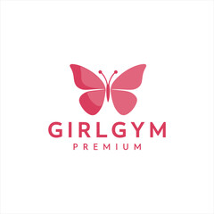 Pink Butterfly Logo for Women's Gym and Fitness Brand