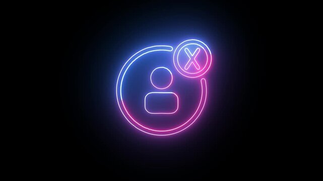 Neon glowing user account disabled icon