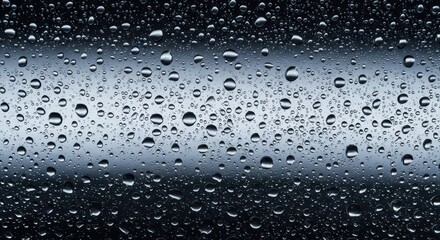 Extreme close up of heavy water droplets condensing on a clear surface, illustrating high atmospheric moisture saturation and vapor, pure, natural, weather