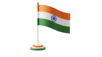 Indian flag isolated on transparent background