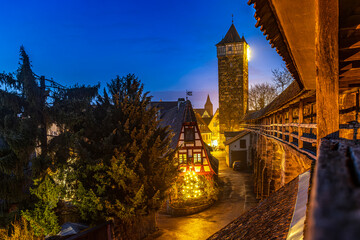 Rothenburg gate tower at night