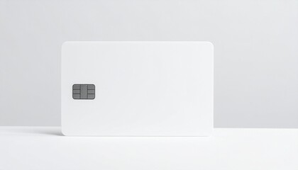 Modern white credit card with sleek design and gray chip