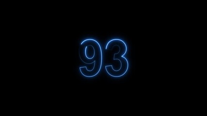Red neon number 93 glowing on a black background, digital countdown timer element, vibrant futuristic typography - Powered by Adobe