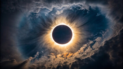 Dramatic Total Solar Eclipse with Corona and Clouds total eclipse moon Background