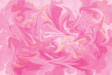 Obraz premium Pink Watercolor Abstract Texture with Soft Gold Accents on Transparent Background