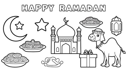 Ramadan Celebration with Mosque and Camel.