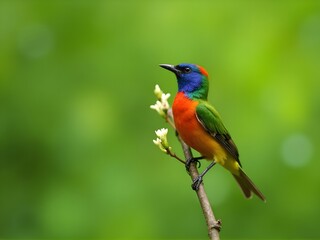 Obraz premium Male Western Tanager Perched on Branch with Vibrant Plumage