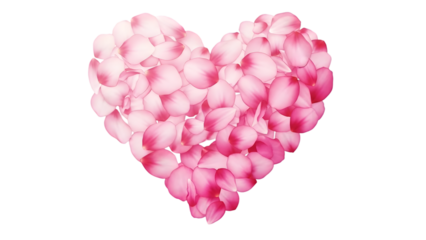 A heart shape made of pink flowers isolated on transparent background