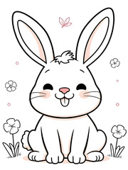 Fototapeta premium rabbit cartoon doodle vector, bunny sketch line art vector, rabbit head illustration vector, rabbit line drawing PNG vector, rabbit silhouette vector illustration, rabbit sitting line art vector, rabb
