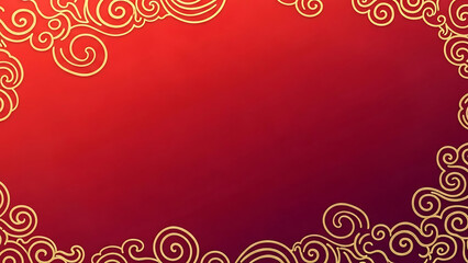 Red gradient background with golden swirling ornate border