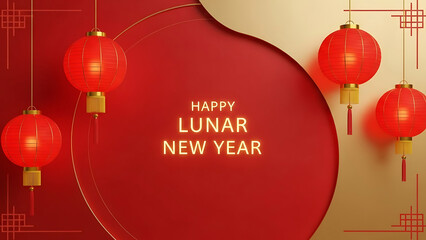 Red lanterns and gold accents for Lunar New Year celebration