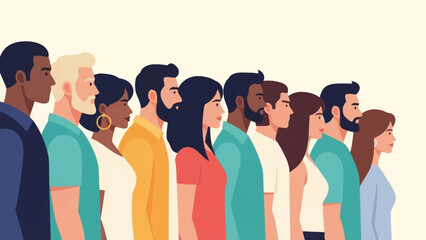 Fototapeta premium Diverse group of people standing together, representing unity and community.