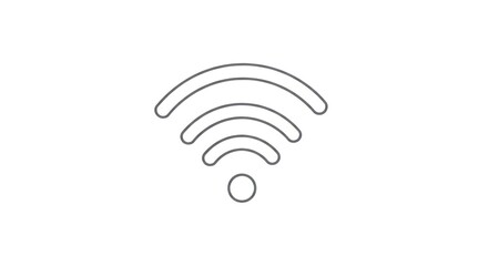 Gray WiFi signal icon on a white background represents connectivity.