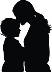 Silhouette of a mother and child sharing a tender moment