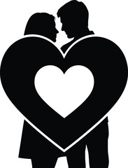 Loving couple embracing in a heart shape