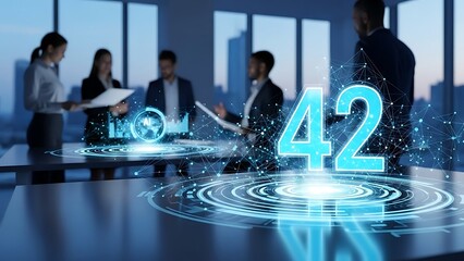 Business Professionals Discussing Data Analytics in Modern Office.