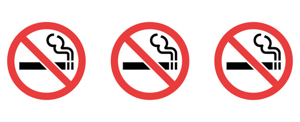 No Smoking Vector. Prohibition Sign Symbols for Smoke Free Zone and Public Health © Well Done