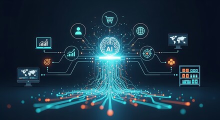 Futuristic Network Connection and Data Transfer.