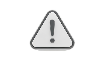 Exclamation mark warning sign icon on transparent background
