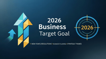 2026 Business Target Goal Infographic Concept, Corporate Strategy and Success Planning Visualization, Vector Marketing Analytics Illustration, KPI Growth Objectives, Future Business Performance Diagra