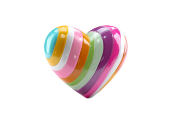 vivid blended color heart motif isolated on transparent background