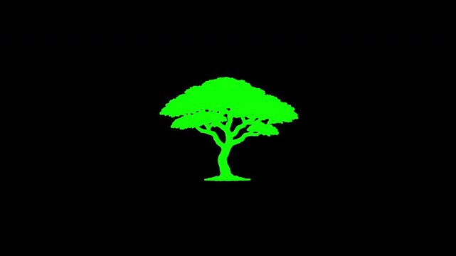 Green tree pixel particle logo reveal animation