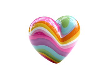 playful mixed color heart artwork isolated on transparent background