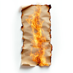 burnt paper with a hole in a white background