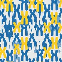 Abstract Chromosome Pattern Background in Blue and Yellow