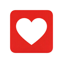 White Heart Symbol on Red Rounded Square
