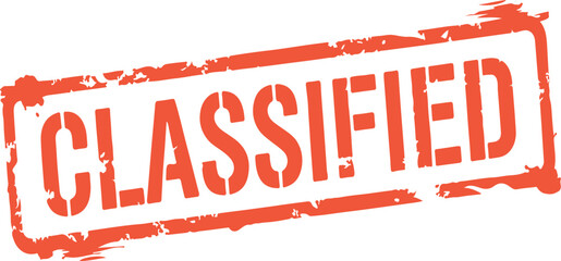 grungy classified stamp on white background