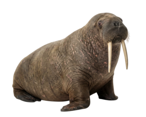 Walrus with Tusks Isolated on White Background