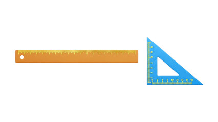 3D Ruler and Triangle Ruler on transparent background