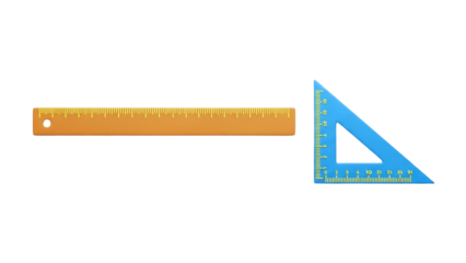3D Ruler and Triangle Ruler on transparent background