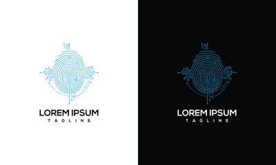 Digital Fingerprint Logo Design , Security Identity Technology.