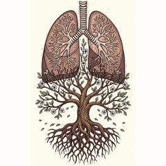 Anatomical Tree of Life: Lungs and Root System Illustration