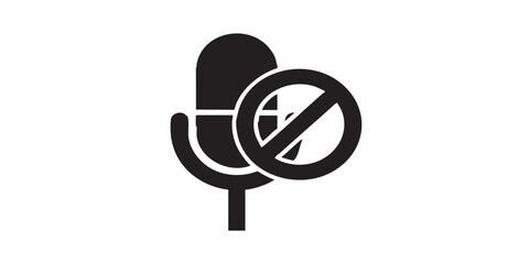 Obraz premium No microphone record solid icon, prohibition concept, publicity and recording with mic is banned sign on white background, glyph style for mobile web design. Vector graphics.