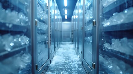 Dark blue futuristic tunnel with glowing light pattern texture background