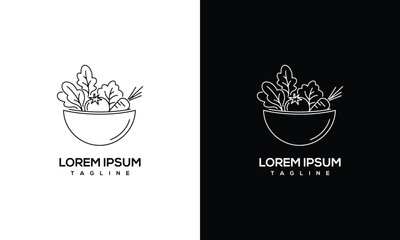 Minimalist Salad Bowl Logo - Healthy Food  Organic Ingredients.