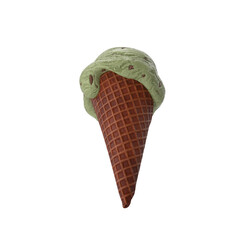 Pistachio ice cream cone PNG. Green pistachio ice cream dripping. Ice cream melt isolated....