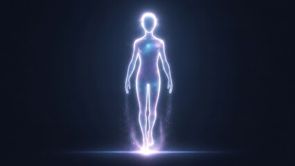 
Glowing Human Spiritual Energy Silhouette