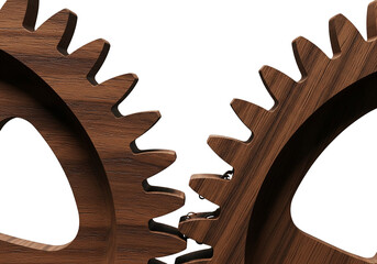 Interlocking Wooden Gears Close-Up