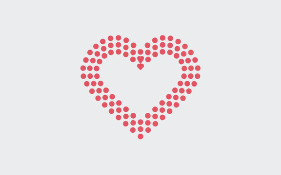 Vector art of pink heart shape made of small dots on light background