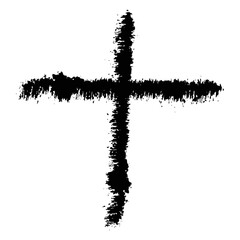 Christian cross vector. Black blotted cross. Vector illustration
