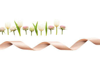 Floral Arrangement with Wavy Ribbon Decoration